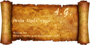 Anda Györgyi névjegykártya